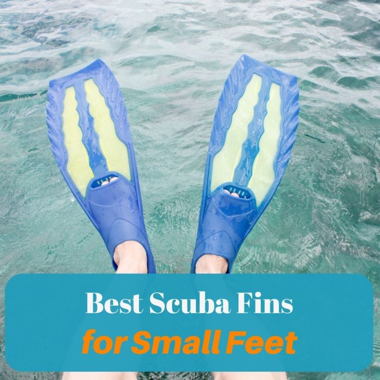 image of scuba fins for small feet with text overlay